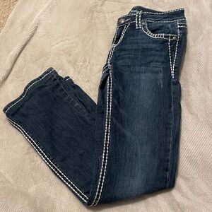 Dark Blue Jeans with White Stitching